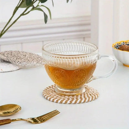 Round Drink Coaster, 8 Counts/Set Boho Non-Slip Heat Resistant Placemat, Household Water Absorbent Table Mat for Home Kitchen Dining Room