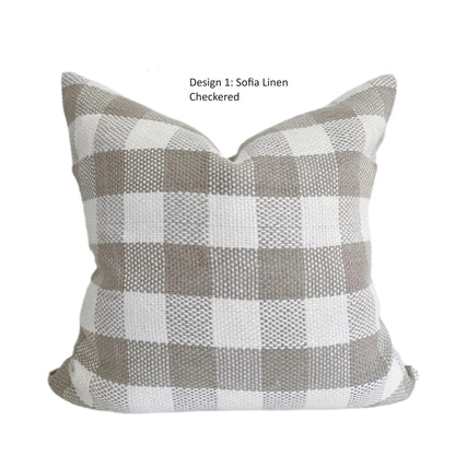 Thehomemind Neutral Linen Throw Pillow Covers, Earthy Modern Pillow Covers, Soft Decorative Linen Pillow Case, White and Beige Modern Pillow, Boho Throw Pillow