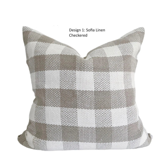 Thehomemind Neutral Linen Throw Pillow Covers, Earthy Modern Pillow Covers, Soft Decorative Linen Pillow Case, White and Beige Modern Pillow, Boho Throw Pillow