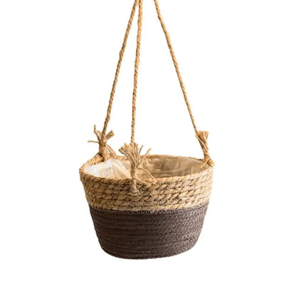 Garden Hanging Planter Macrame Plant Storage Basket Jute Rope Woven Indoor Outdoor Flower Pot Holder Plant Hangers Home Decor Garden Accessories #GLOBAL PICKS