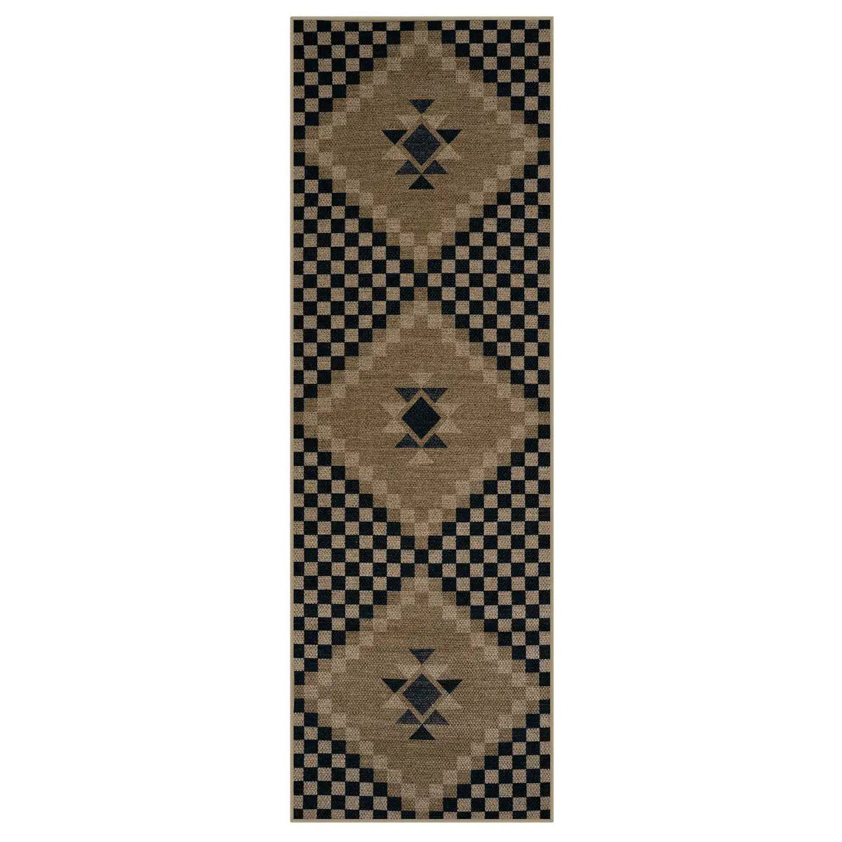 Lahome Checkered Easy Jute Runner Rug, Hallway Kitchen Runner Rug Non Slip Washable Outdoor Carpet for Entryway Indoor, Checkerboard Indoor Outdoor Carpet for Hallway Entry