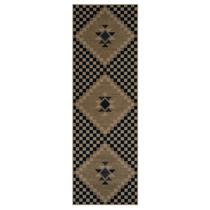 Lahome Checkered Easy Jute Runner Rug, Hallway Kitchen Runner Rug Non Slip Washable Outdoor Carpet for Entryway Indoor, Checkerboard Indoor Outdoor Carpet for Hallway Entry