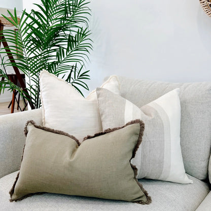 Thehomemind Neutral Linen Throw Pillow Covers, Earthy Modern Pillow Covers, Soft Decorative Linen Pillow Case, White and Beige Modern Pillow, Boho Throw Pillow