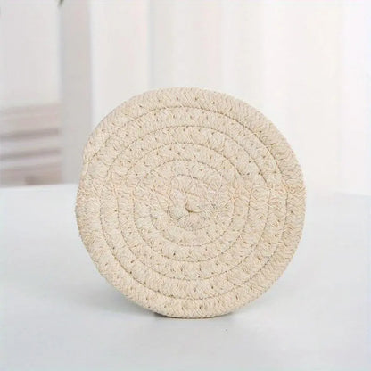 Round Drink Coaster, 8 Counts/Set Boho Non-Slip Heat Resistant Placemat, Household Water Absorbent Table Mat for Home Kitchen Dining Room