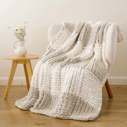 Battilo I Handmade Cable Knit Crochet Blanket, Spring Cozy Rope Knot Chunky Throw Blankets for Couch Home Decor,50"X60"