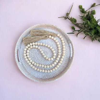 15-Inch Round Rattan Tray with Handles for Coffee Tables – Versatile Serving Tray for Drinks and Snacks with Classic Woven Design for Home Decor