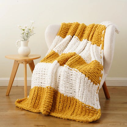 Battilo I Handmade Cable Knit Crochet Blanket, Spring Cozy Rope Knot Chunky Throw Blankets for Couch Home Decor,50"X60"