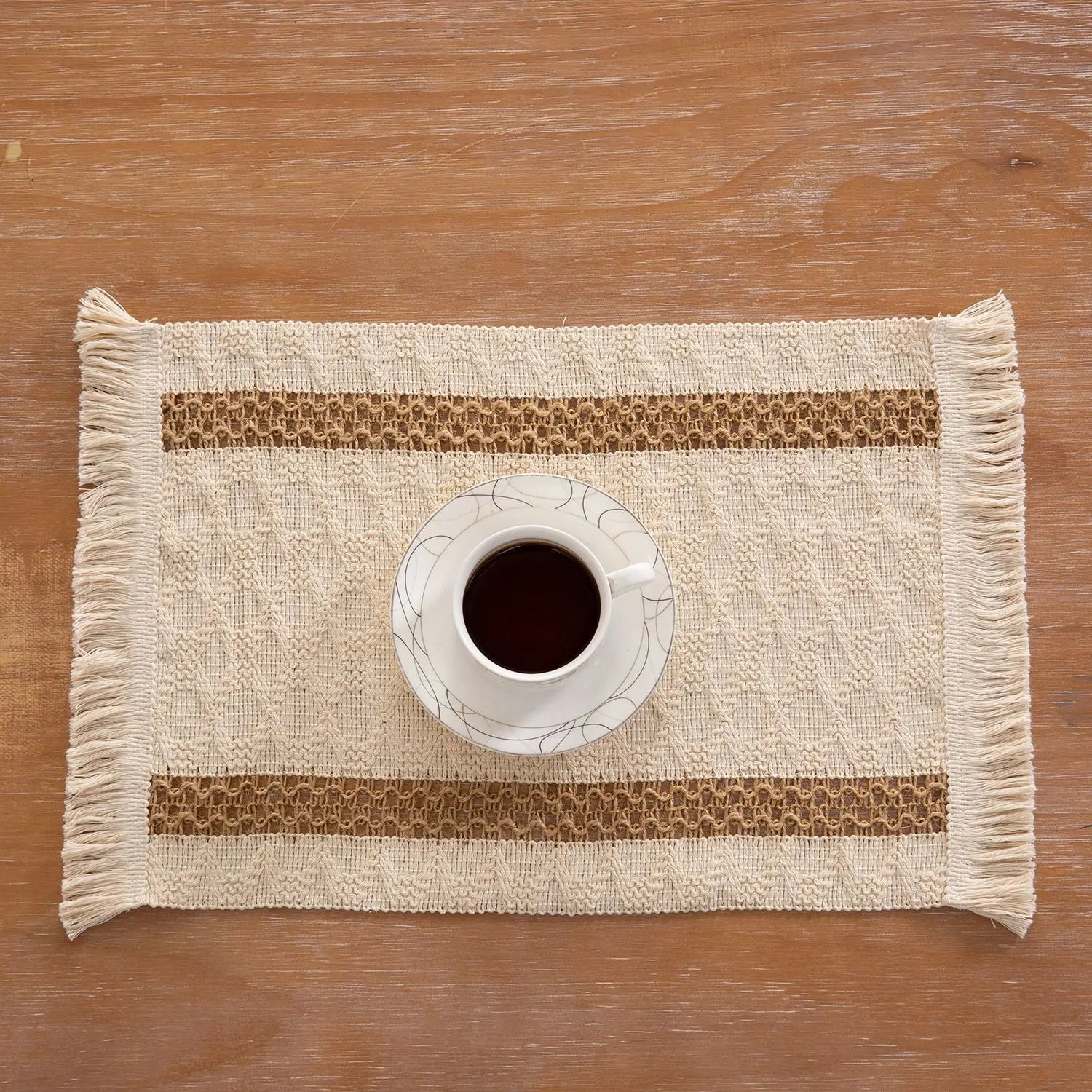 4/6Pcs Boho Macrame Placemats Set Handmade Cotton Woven Modern Farmhouse Placemats for Dining Table Kitchen Wedding Party Decor