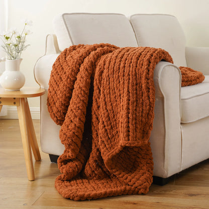 Battilo I Handmade Cable Knit Crochet Blanket, Spring Cozy Rope Knot Chunky Throw Blankets for Couch Home Decor,50"X60"