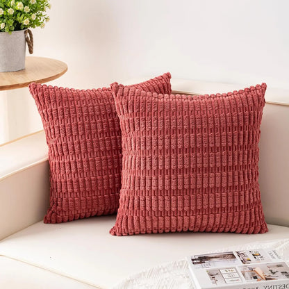 Pack of 2 Corduroy Decorative Throw Pillow Covers 18X18 Inchsoft Boho Striped Pillow Covers Modern Farmhouse Home Decor for Sofa Living Room Couch Bed(Sage Green)