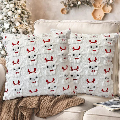 Highland Cow Pillow Covers 18X18 Cow Home Decor Farmhouse Pillow Covers Soft Plush Faux Fur Wool Pillowcases for Sofa Living Room, Gifts for Highland Cattle Lovers