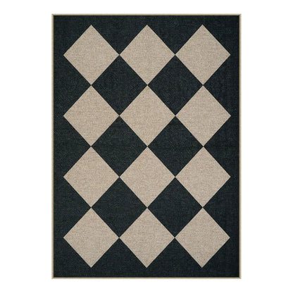 Lahome Checkered Easy Jute Runner Rug, Hallway Kitchen Runner Rug Non Slip Washable Outdoor Carpet for Entryway Indoor, Checkerboard Indoor Outdoor Carpet for Hallway Entry