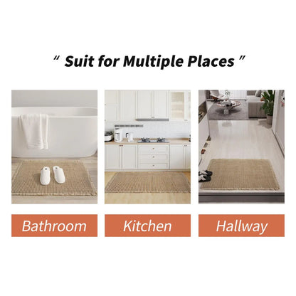 Grid Design Mat Set, 2 Counts/Set Non-Slip Rectangle Mat, Absorbent Rug for Home Hotel Bathroom Kitchen Decor, Bathroom Decorative Mat, Water Absorbent Rug