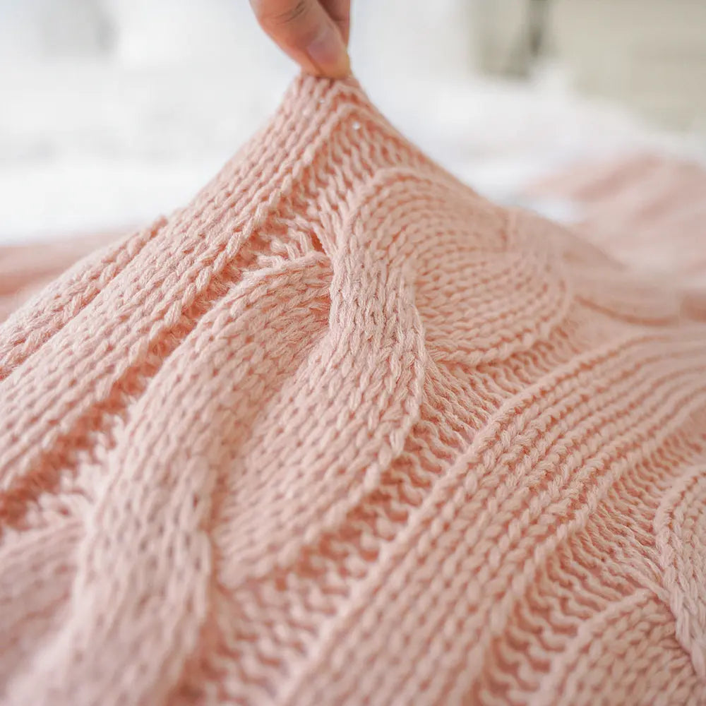 Battilo Nordic Knitted Throw Blanket - Ultra-Soft Twisted Acrylic, Lightweight & Breathable, 50"x60", Machine Washable, Ideal for Bed & Living Room, Perfect Mother's Day Gift