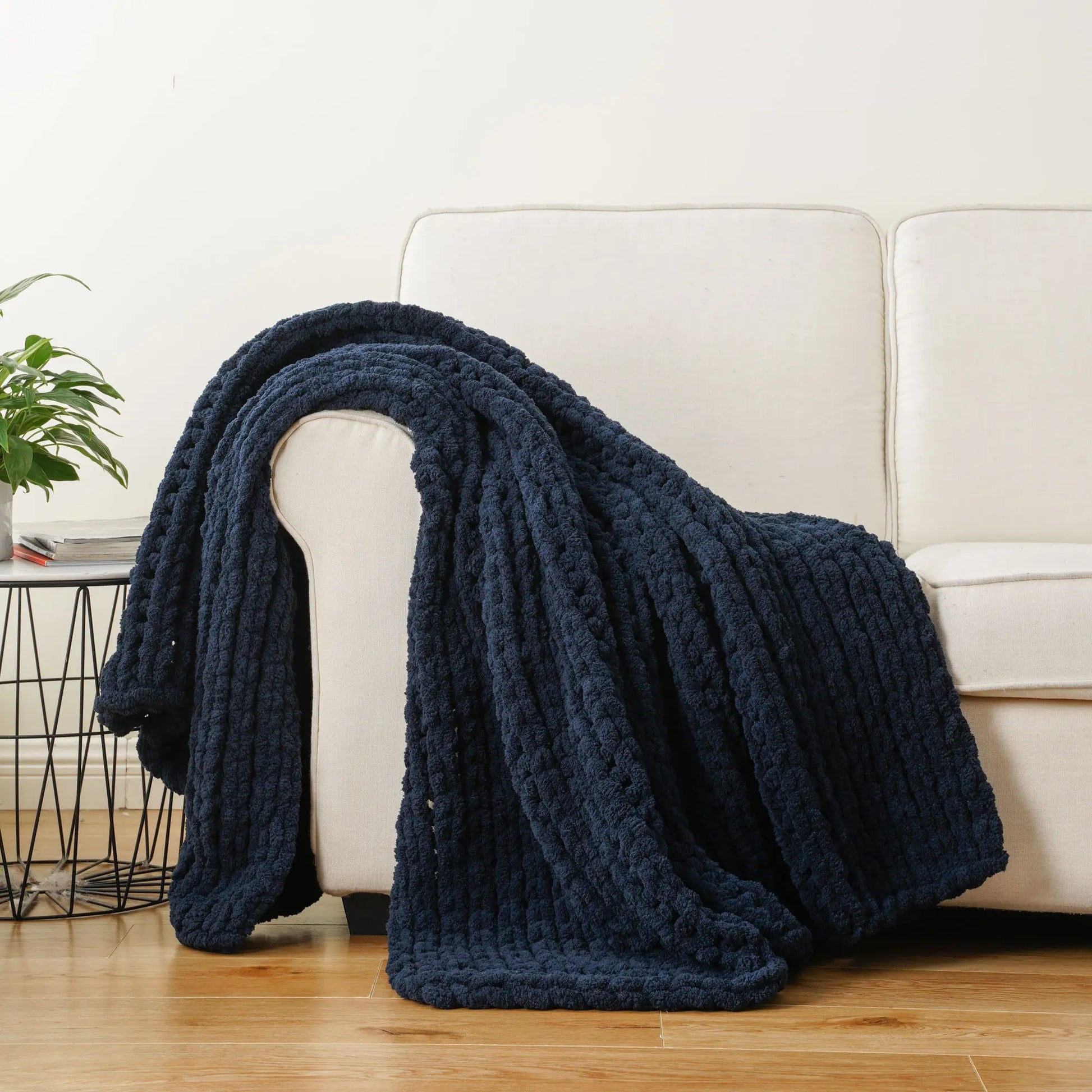 Battilo I Handmade Cable Knit Crochet Blanket, Spring Cozy Rope Knot Chunky Throw Blankets for Couch Home Decor,50"X60"