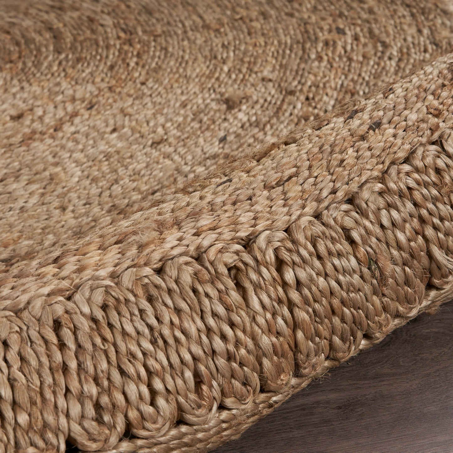 Noctra Farmhouse Striped Hand-Braided Jute Rug - Reversible Eco-Friendly Bohemian Style round Rug for Entryways Dining Rooms & Living Areas