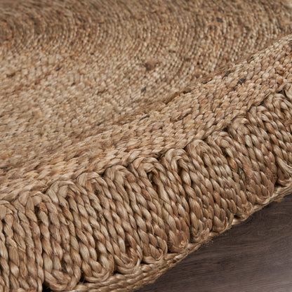 Noctra Farmhouse Striped Hand-Braided Jute Rug - Reversible Eco-Friendly Bohemian Style round Rug for Entryways Dining Rooms & Living Areas