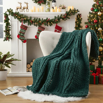 Battilo I Handmade Cable Knit Crochet Blanket, Spring Cozy Rope Knot Chunky Throw Blankets for Couch Home Decor,50"X60"