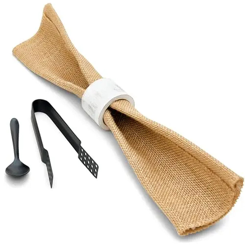 Kitchen Science Tea Bag Box | Natural Wood|Farmhouse Finish | 4 Compartments Storage |Counter Top |Accessories - Tea Bag Squeezer, Natural Jute Placemat, Tea Spoon, Wooden Napkin Ring