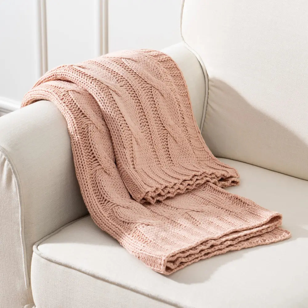 Battilo Nordic Knitted Throw Blanket - Ultra-Soft Twisted Acrylic, Lightweight & Breathable, 50"x60", Machine Washable, Ideal for Bed & Living Room, Perfect Mother's Day Gift