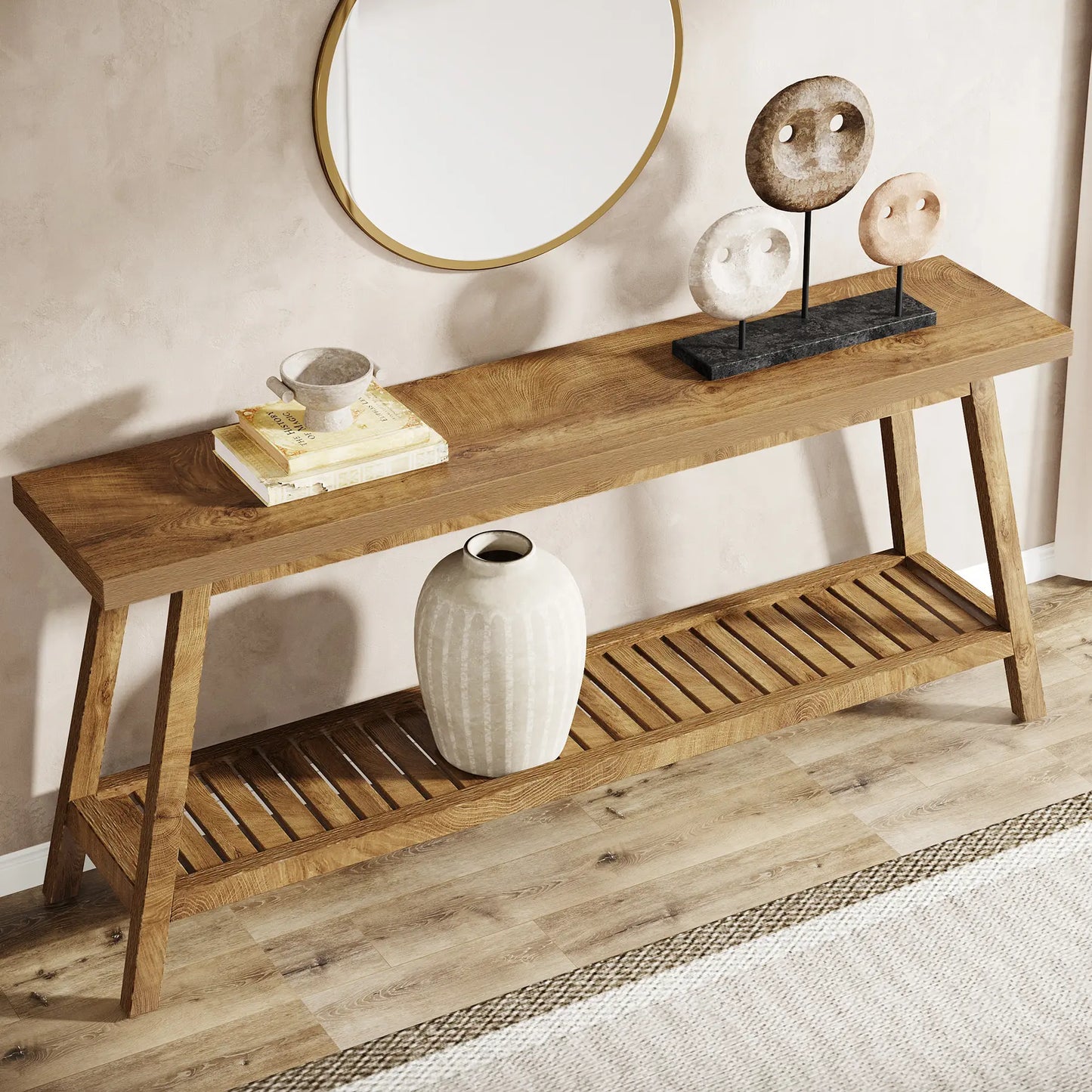 Tribesigns Farmhouse Console Table, 70.9" Entryway Table 2-Tier Sofa Table - Rustic Farmhouse Style