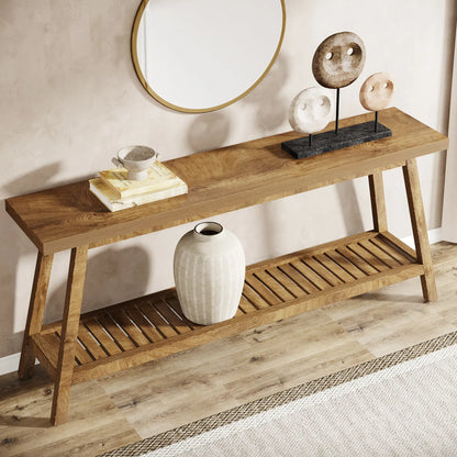Tribesigns Farmhouse Console Table, 70.9" Entryway Table 2-Tier Sofa Table - Rustic Farmhouse Style