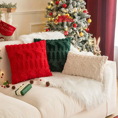 2 Pcs Christmas Tree Decorative Throw Pillow Covers Soft Fluffy Pillowcases for Home Décor Boho Pillow Covers for Couch Bedroom, Cushion Covers