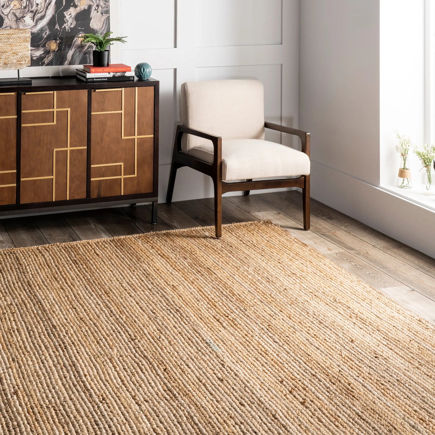 Rigo Hand Woven Farmhouse Jute Area Rug