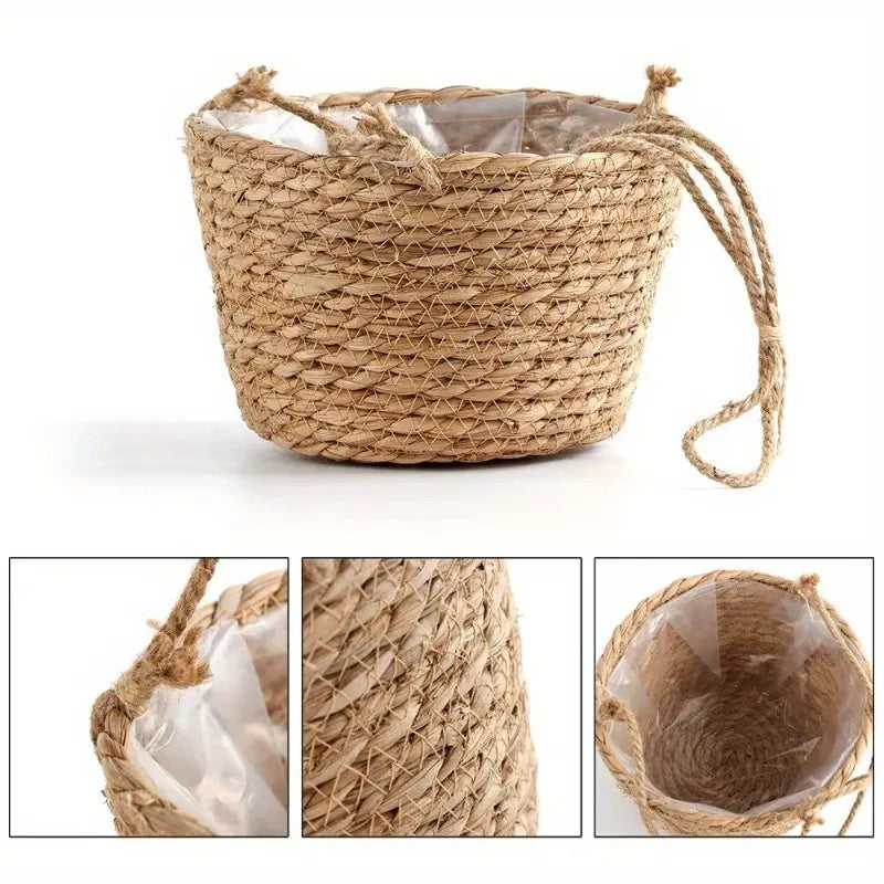 Garden Hanging Planter Macrame Plant Storage Basket Jute Rope Woven Indoor Outdoor Flower Pot Holder Plant Hangers Home Decor Garden Accessories #GLOBAL PICKS