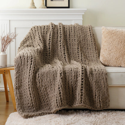 Battilo I Handmade Cable Knit Crochet Blanket, Spring Cozy Rope Knot Chunky Throw Blankets for Couch Home Decor,50"X60"