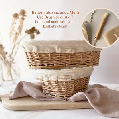 Sourdough Bread Proofing Basket, Wicker, Oval 9 and 12 Inches