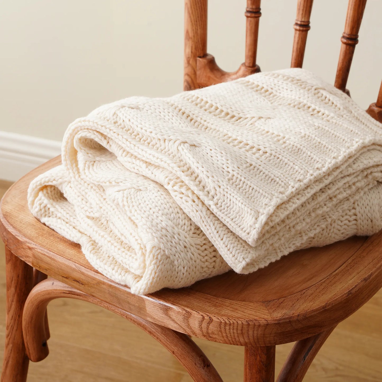 Battilo Nordic Knitted Throw Blanket - Ultra-Soft Twisted Acrylic, Lightweight & Breathable, 50"x60", Machine Washable, Ideal for Bed & Living Room, Perfect Mother's Day Gift