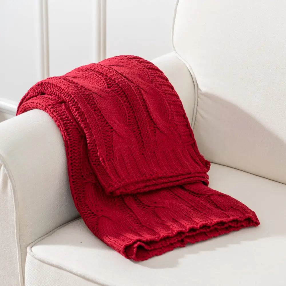 Battilo Nordic Knitted Throw Blanket - Ultra-Soft Twisted Acrylic, Lightweight & Breathable, 50"x60", Machine Washable, Ideal for Bed & Living Room, Perfect Mother's Day Gift