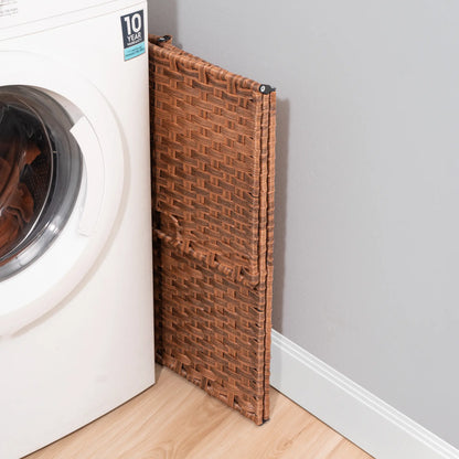 Laundry Hamper with Lid PE Rattan Powder Coating Frame Clothes Hampers with 01 Removable Bags, 100L, Bulldog Hitch Basket Storage Organize Furniture