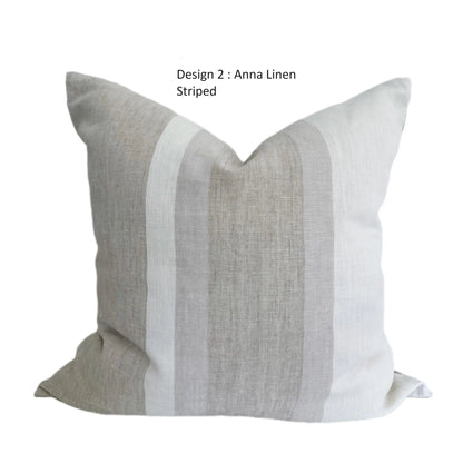 Thehomemind Neutral Linen Throw Pillow Covers, Earthy Modern Pillow Covers, Soft Decorative Linen Pillow Case, White and Beige Modern Pillow, Boho Throw Pillow