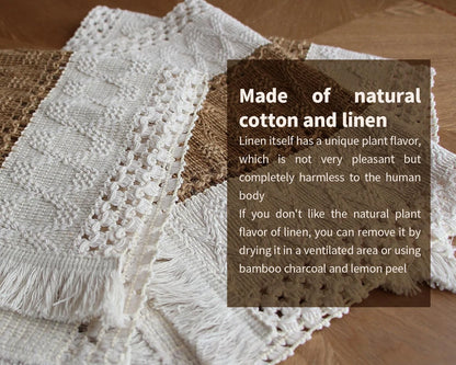 4/6Pcs Boho Macrame Placemats Set Handmade Cotton Woven Modern Farmhouse Placemats for Dining Table Kitchen Wedding Party Decor