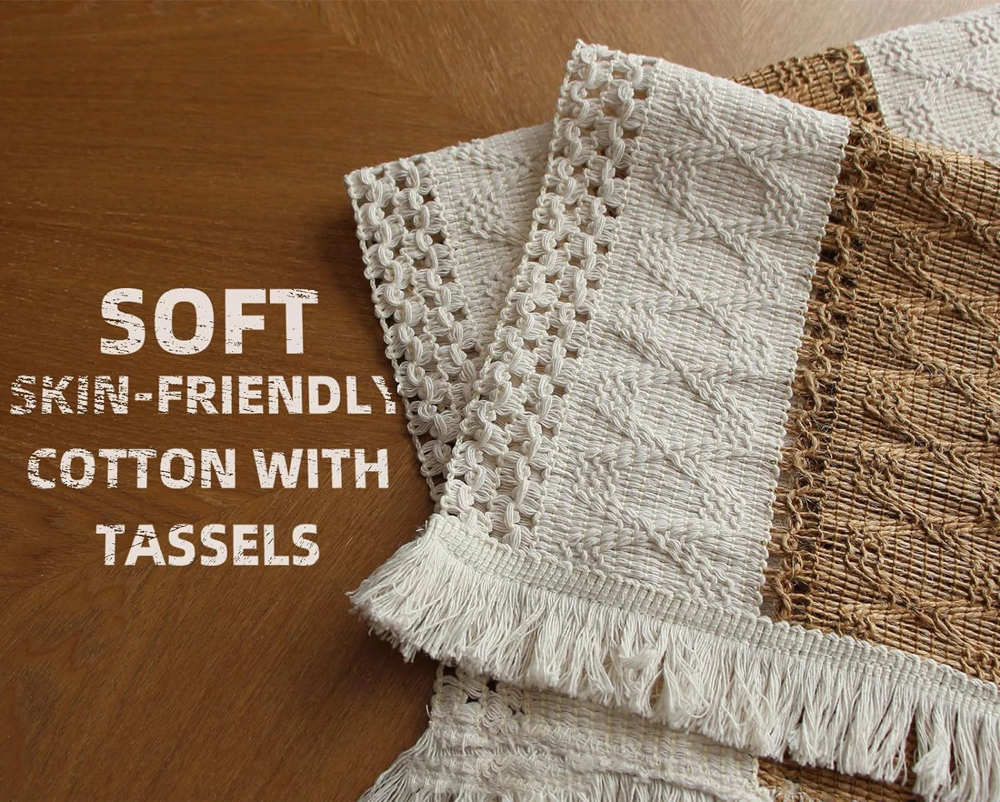 4/6Pcs Boho Macrame Placemats Set Handmade Cotton Woven Modern Farmhouse Placemats for Dining Table Kitchen Wedding Party Decor