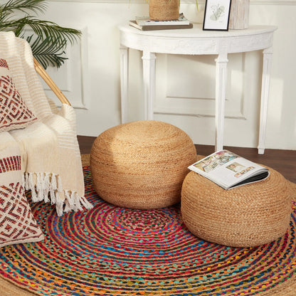 Jute Braided Pouf Ottoman