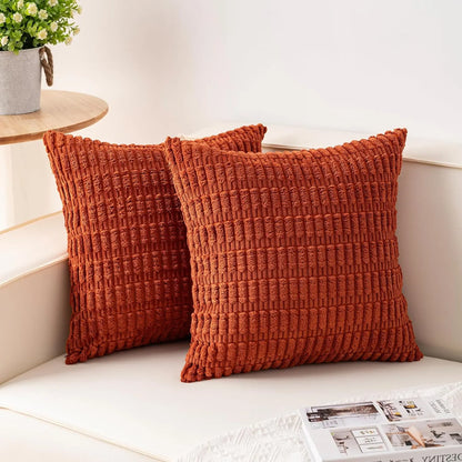 Pack of 2 Corduroy Decorative Throw Pillow Covers 18X18 Inchsoft Boho Striped Pillow Covers Modern Farmhouse Home Decor for Sofa Living Room Couch Bed(Sage Green)