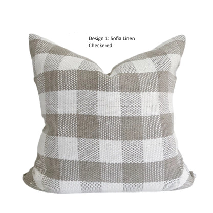 Thehomemind Neutral Linen Throw Pillow Covers, Earthy Modern Pillow Covers, Soft Decorative Linen Pillow Case, White and Beige Modern Pillow, Boho Throw Pillow