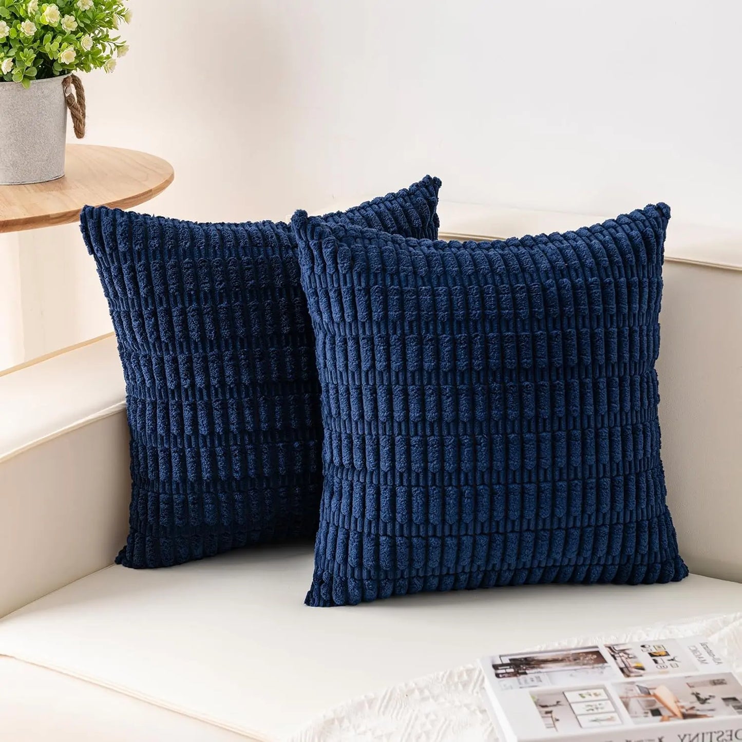 Pack of 2 Corduroy Decorative Throw Pillow Covers 18X18 Inchsoft Boho Striped Pillow Covers Modern Farmhouse Home Decor for Sofa Living Room Couch Bed(Sage Green)