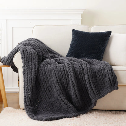 Battilo I Handmade Cable Knit Crochet Blanket, Spring Cozy Rope Knot Chunky Throw Blankets for Couch Home Decor,50"X60"