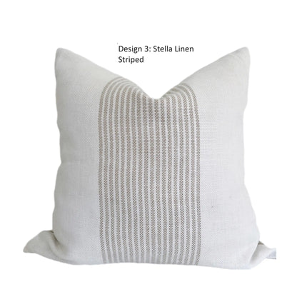Thehomemind Neutral Linen Throw Pillow Covers, Earthy Modern Pillow Covers, Soft Decorative Linen Pillow Case, White and Beige Modern Pillow, Boho Throw Pillow