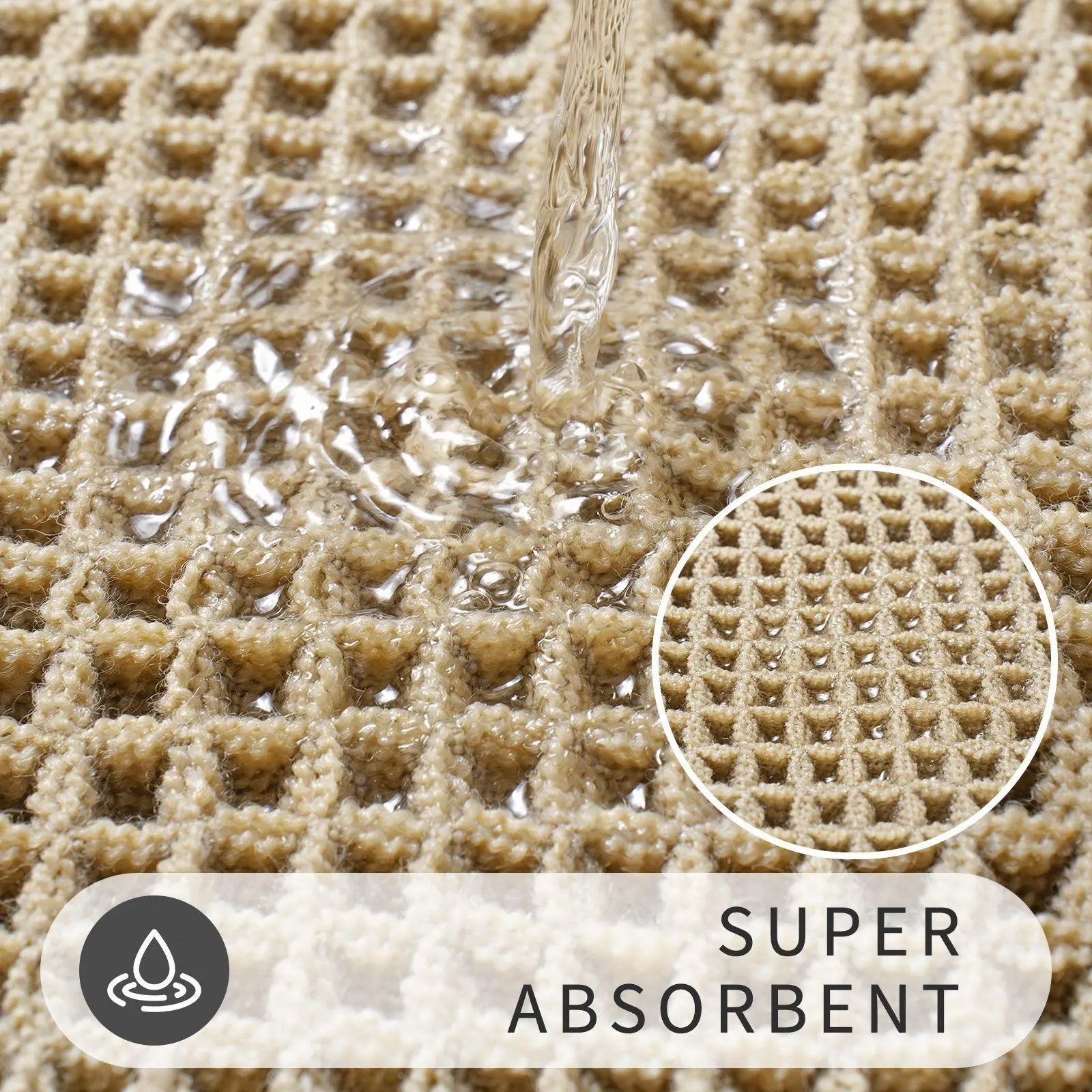 Grid Design Mat Set, 2 Counts/Set Non-Slip Rectangle Mat, Absorbent Rug for Home Hotel Bathroom Kitchen Decor, Bathroom Decorative Mat, Water Absorbent Rug