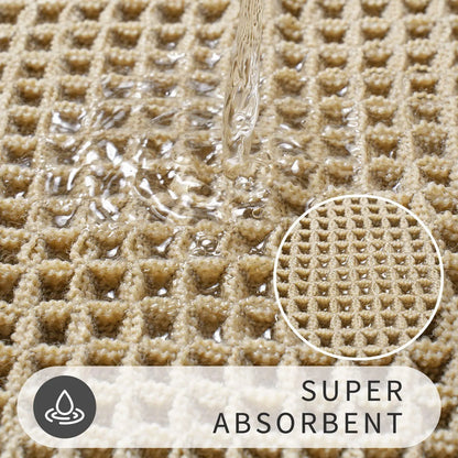 Grid Design Mat Set, 2 Counts/Set Non-Slip Rectangle Mat, Absorbent Rug for Home Hotel Bathroom Kitchen Decor, Bathroom Decorative Mat, Water Absorbent Rug