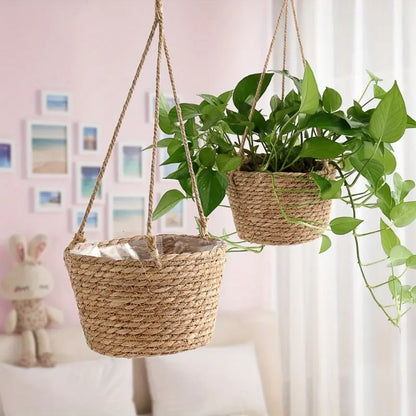 Garden Hanging Planter Macrame Plant Storage Basket Jute Rope Woven Indoor Outdoor Flower Pot Holder Plant Hangers Home Decor Garden Accessories #GLOBAL PICKS