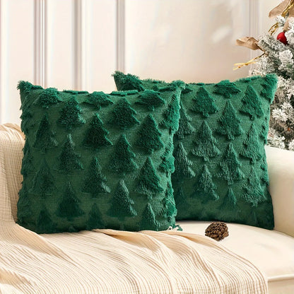 2 Pcs Christmas Tree Decorative Throw Pillow Covers Soft Fluffy Pillowcases for Home Décor Boho Pillow Covers for Couch Bedroom, Cushion Covers