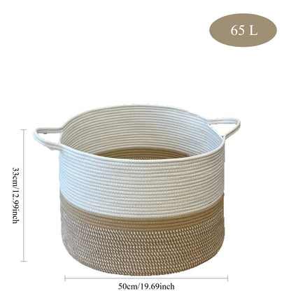 Jute Storage Baskets - Space-Saving Organizers for Toys and Blankets, 20" x 13.2", 65L Capacity - 2-Pack Large Foldable Laundry Baskets