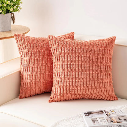 Pack of 2 Corduroy Decorative Throw Pillow Covers 18X18 Inchsoft Boho Striped Pillow Covers Modern Farmhouse Home Decor for Sofa Living Room Couch Bed(Sage Green)