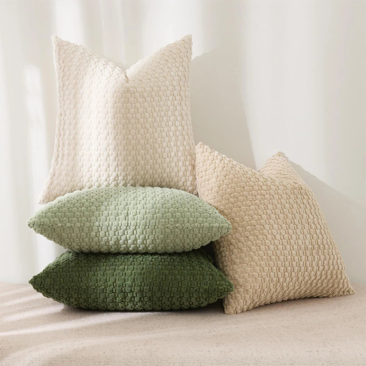 Soft Boho Style Double-Sided Decorative Pillow Cover - Modern Striped Corduroy for Farmhouse Home Decor